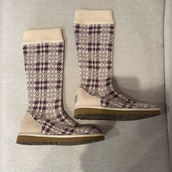 UGG Shoes - UGG Australia Purple Checkered Sock Boots Size 7